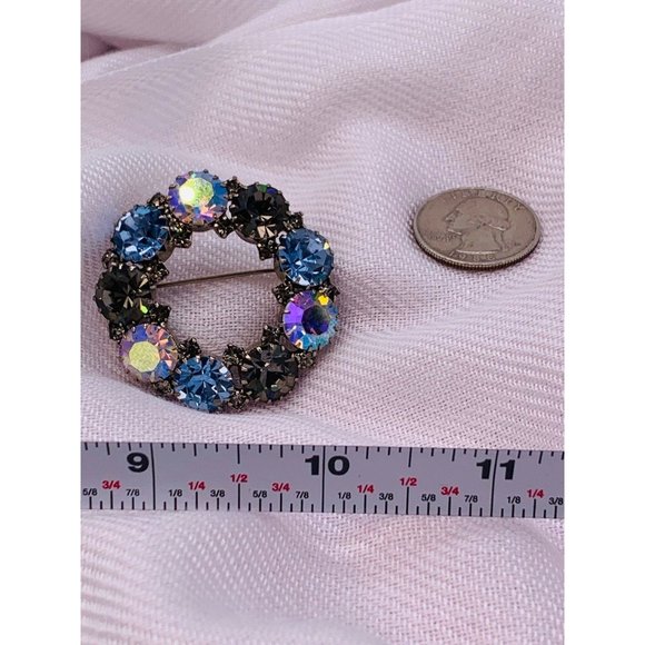 Spectacular Blue 1960s Brooch Aurora Borealis - Picture 2 of 4